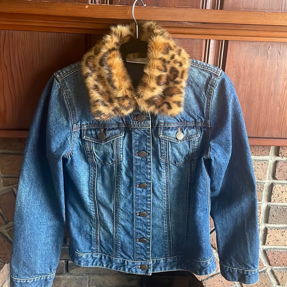 Chico’s Fur Collar Jean Jacket